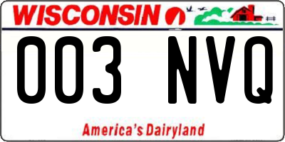 WI license plate 003NVQ