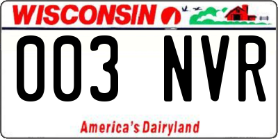 WI license plate 003NVR