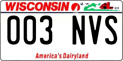 WI license plate 003NVS