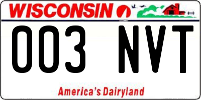 WI license plate 003NVT