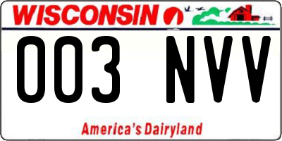 WI license plate 003NVV