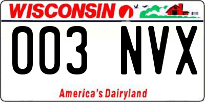 WI license plate 003NVX