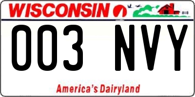 WI license plate 003NVY