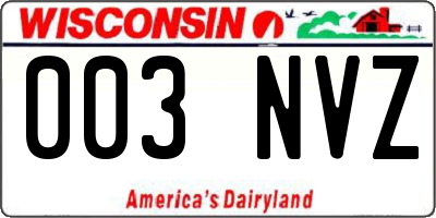 WI license plate 003NVZ