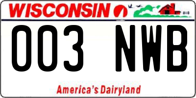 WI license plate 003NWB