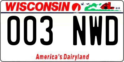 WI license plate 003NWD