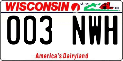WI license plate 003NWH