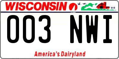 WI license plate 003NWI