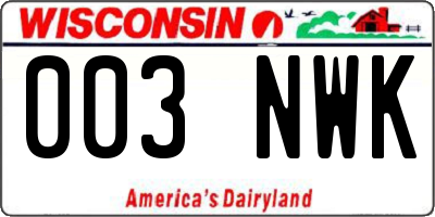 WI license plate 003NWK