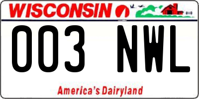 WI license plate 003NWL
