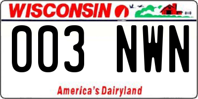 WI license plate 003NWN