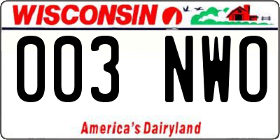 WI license plate 003NWO