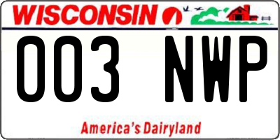 WI license plate 003NWP