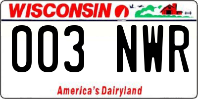 WI license plate 003NWR