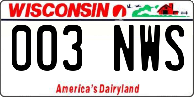 WI license plate 003NWS