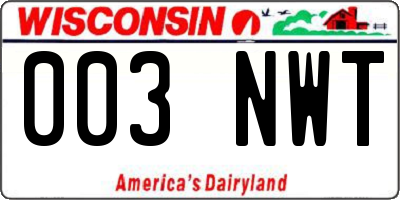 WI license plate 003NWT