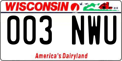 WI license plate 003NWU