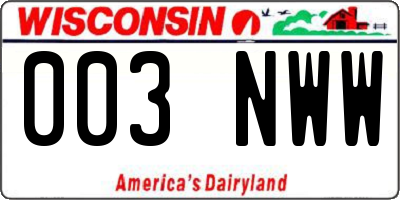 WI license plate 003NWW
