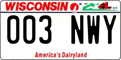 WI license plate 003NWY