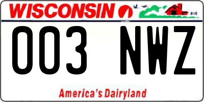 WI license plate 003NWZ
