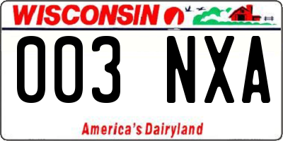 WI license plate 003NXA