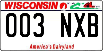 WI license plate 003NXB