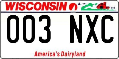 WI license plate 003NXC