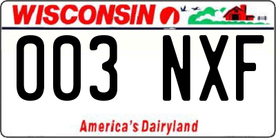 WI license plate 003NXF
