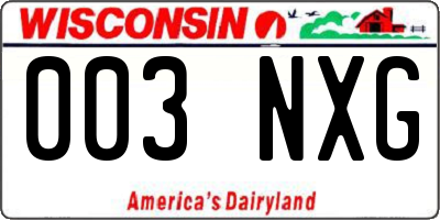 WI license plate 003NXG