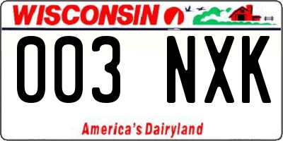 WI license plate 003NXK