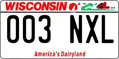 WI license plate 003NXL