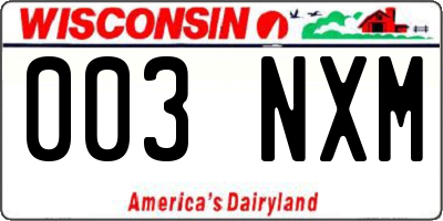 WI license plate 003NXM