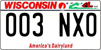 WI license plate 003NXO