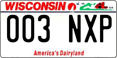 WI license plate 003NXP