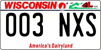 WI license plate 003NXS