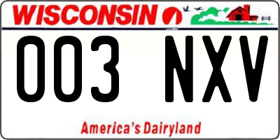 WI license plate 003NXV