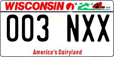 WI license plate 003NXX