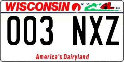 WI license plate 003NXZ