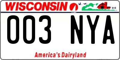 WI license plate 003NYA