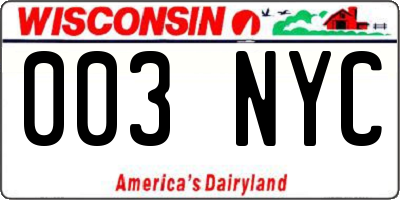 WI license plate 003NYC