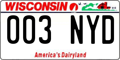 WI license plate 003NYD
