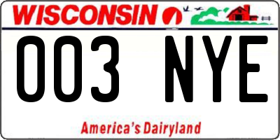WI license plate 003NYE