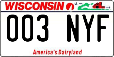 WI license plate 003NYF