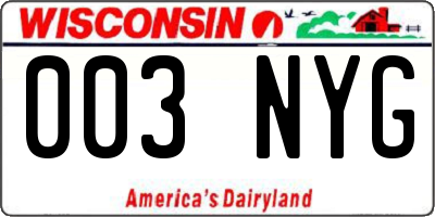 WI license plate 003NYG