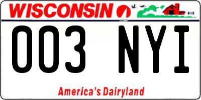 WI license plate 003NYI
