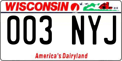 WI license plate 003NYJ