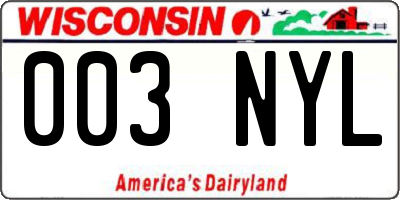 WI license plate 003NYL