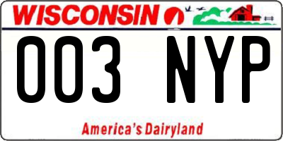 WI license plate 003NYP