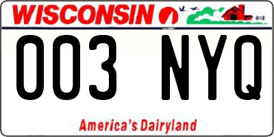 WI license plate 003NYQ