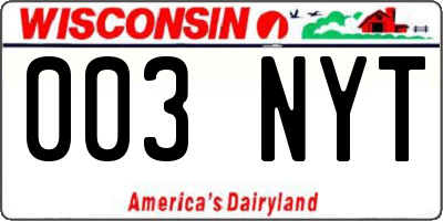 WI license plate 003NYT